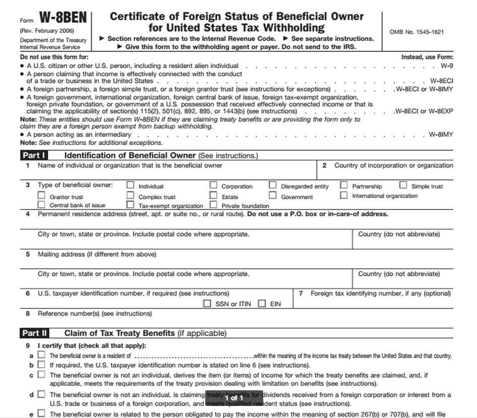 美國W-8表格是什么?